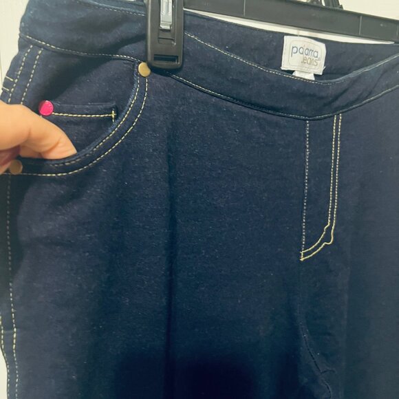 Pajama Jeans-Pull On Women's Drawstring Waist Dark Blue Wash Stretch Pants-Sz Lg - Picture 2 of 16